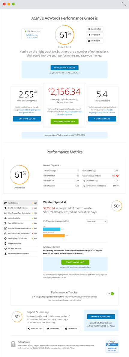 Wordstream's AdWords Grader